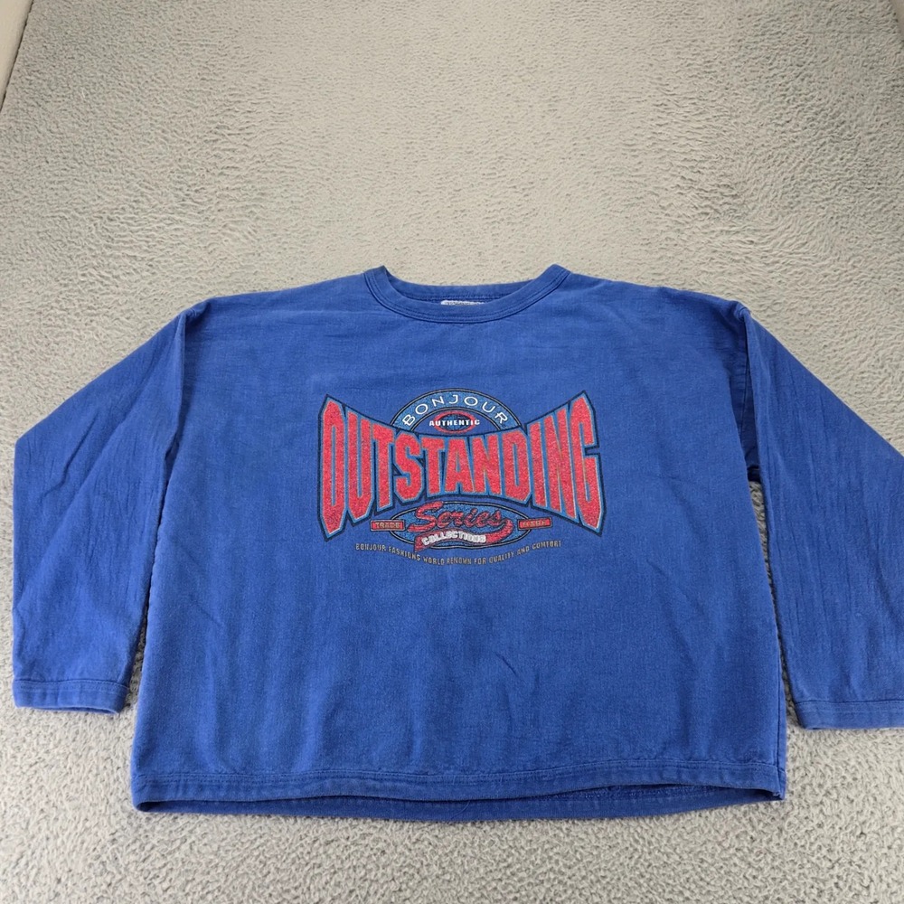 Bonjour Sweatshirt Mens One size Fits all‎ Blue Vintage Outstanding
